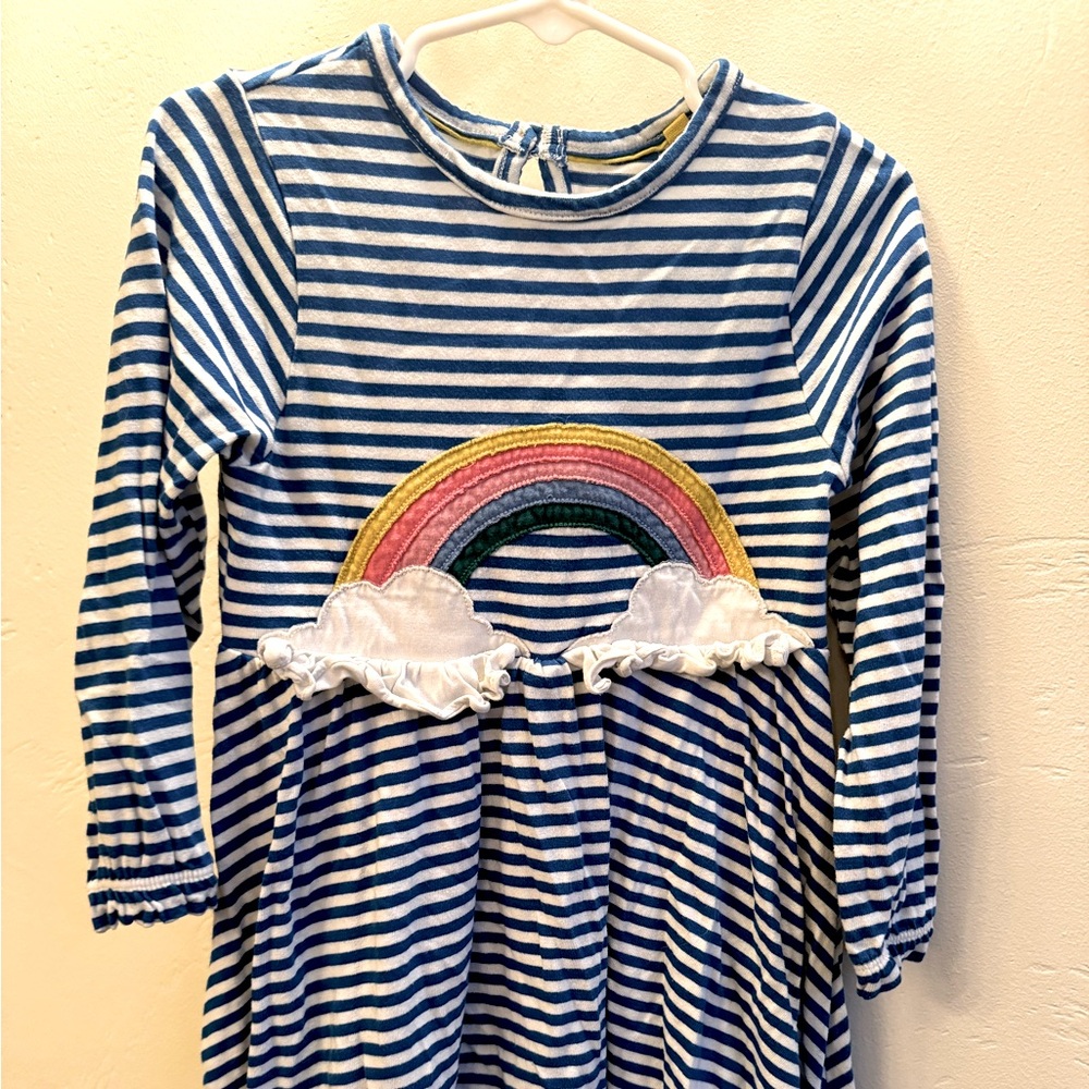Mini Biden size 2-3Y generous fit cotton twirl dress, rainbow blue stripe
